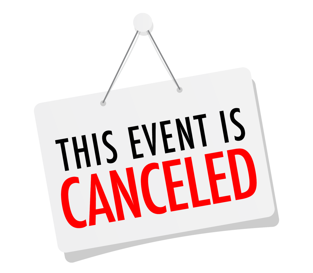 A window sign that says "This Event is Canceled"