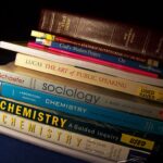 A stack of textbooks
